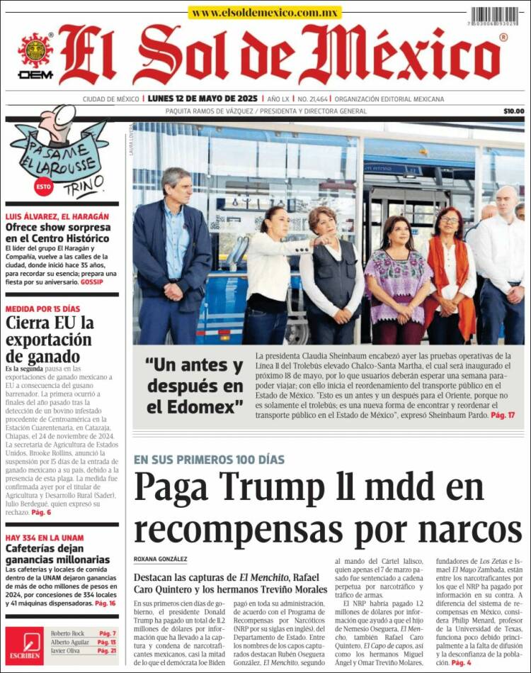 Portada de El Sol de México (México)