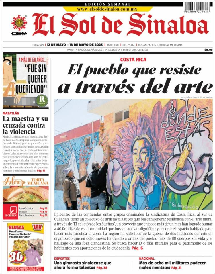 Portada de El Sol de Sinaloa (México)