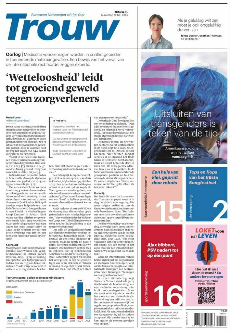 Portada de Trouw (Pa&iacute;ses Bajos)