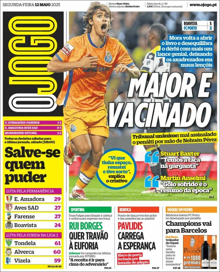 Portada de O Jogo (Portugal)