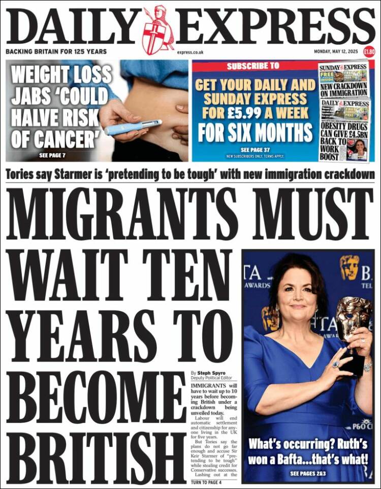Portada de Daily Express (Reino Unido)