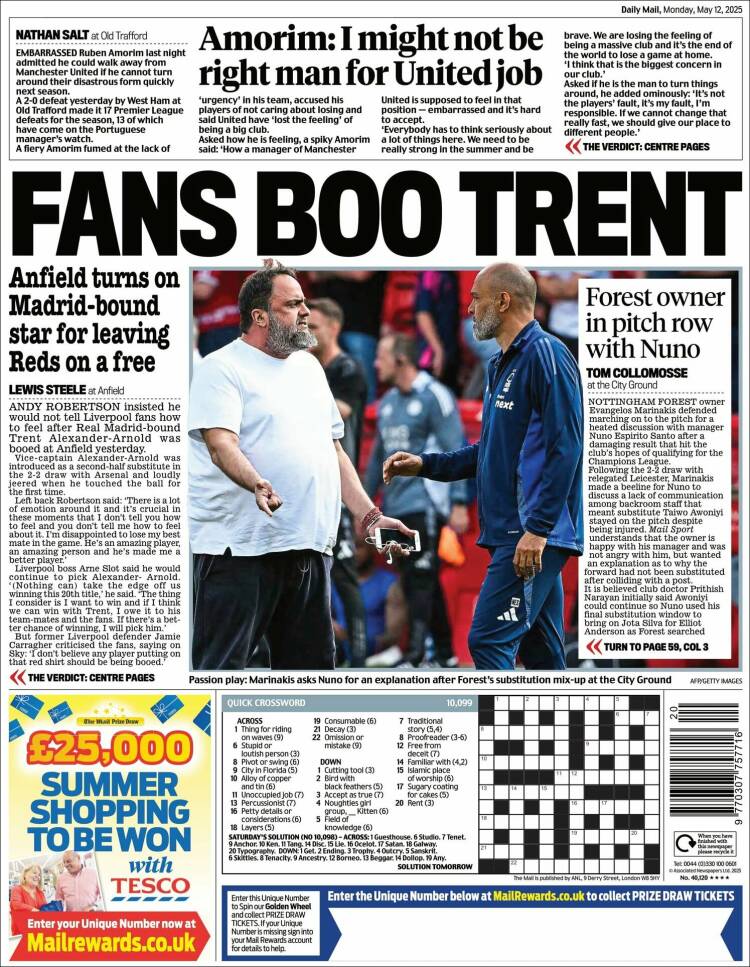 Portada de Daily Mail (Reino Unido)