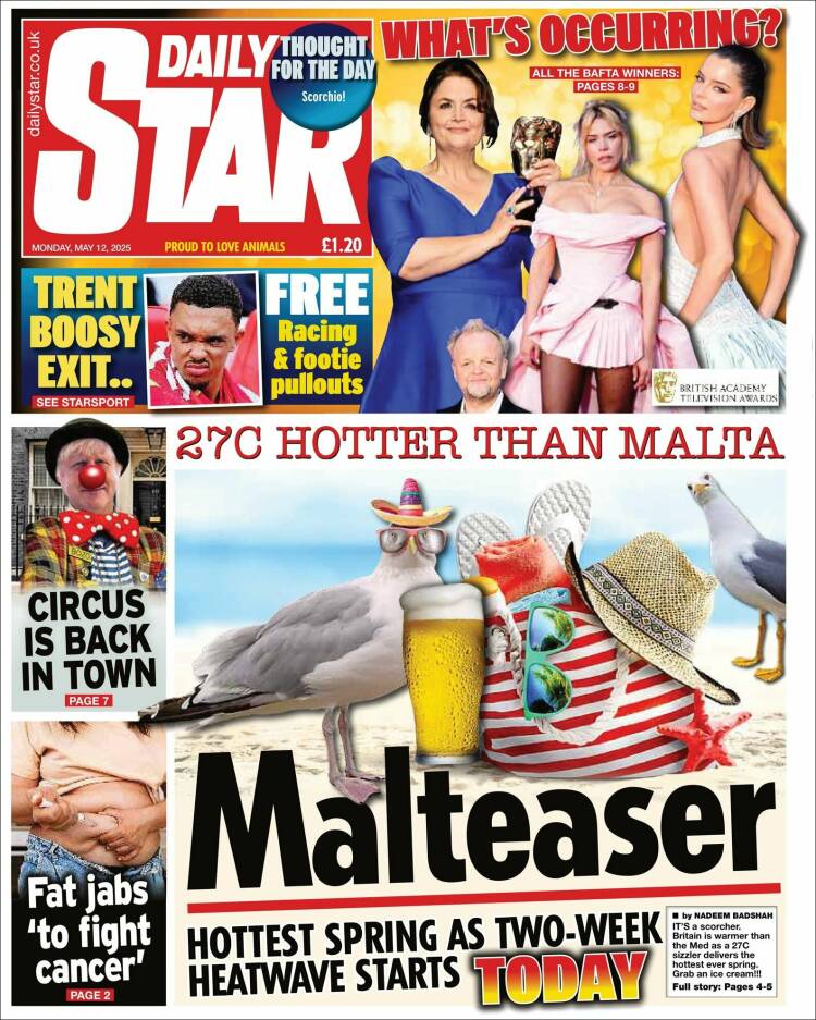 Portada de Daily Star (Reino Unido)