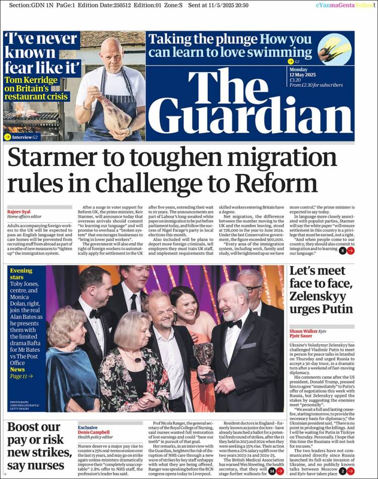 Portada de The Guardian (United Kingdom)