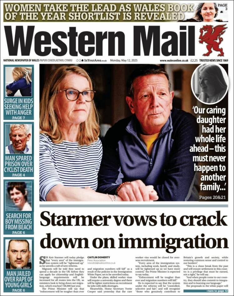 Portada de Western Mail (Reino Unido)