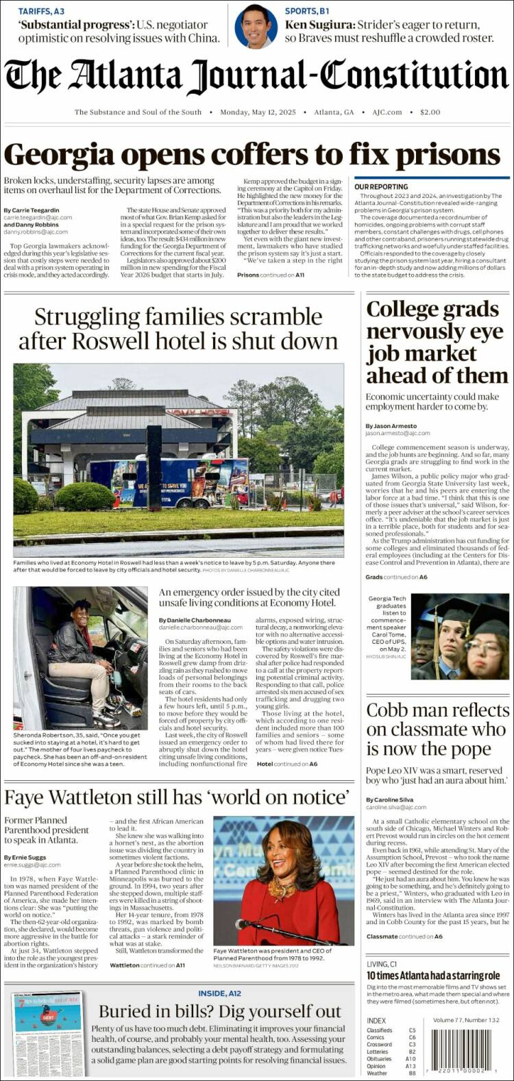 Portada de The Atlanta Journal-Constitution (USA)