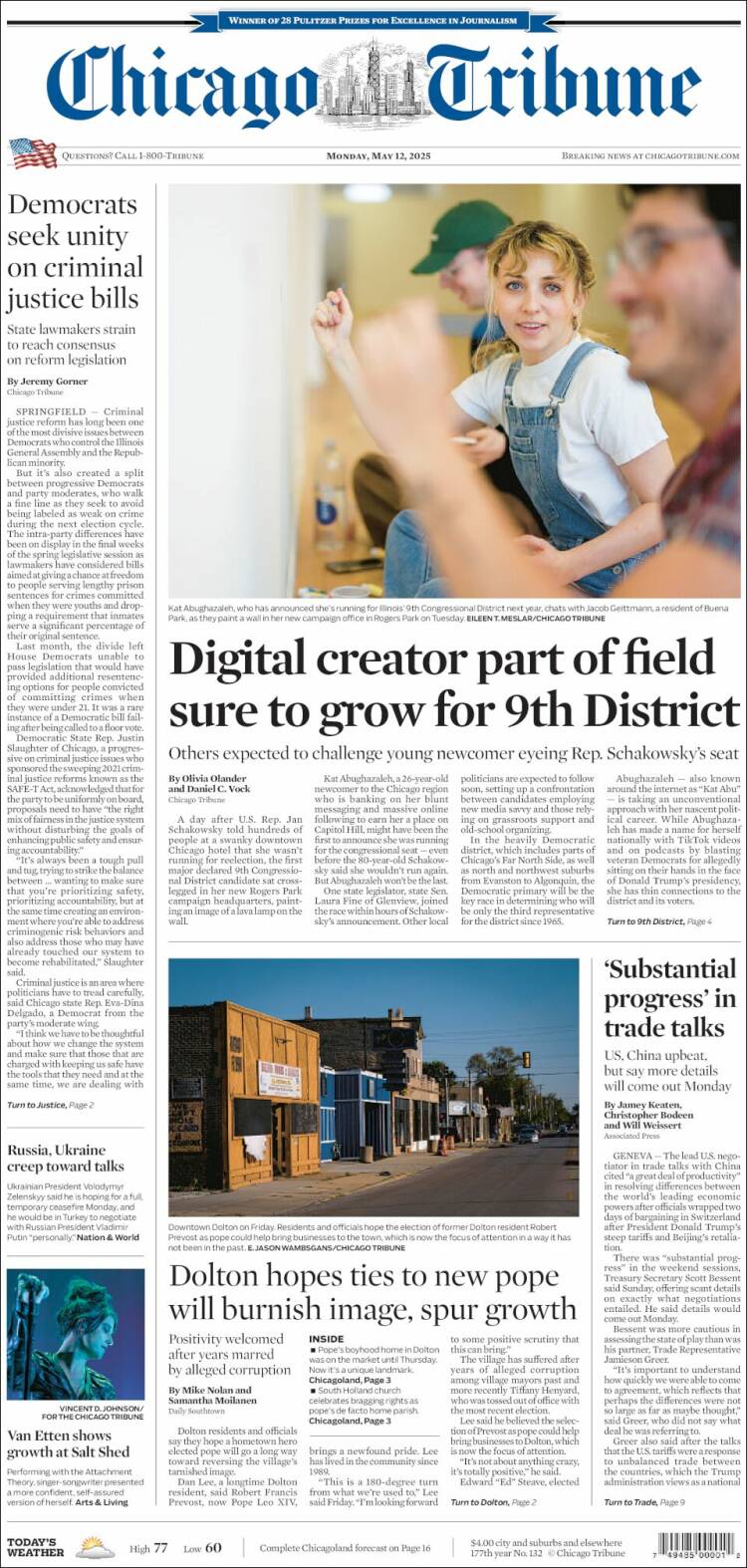 Portada de Chicago Tribune (USA)