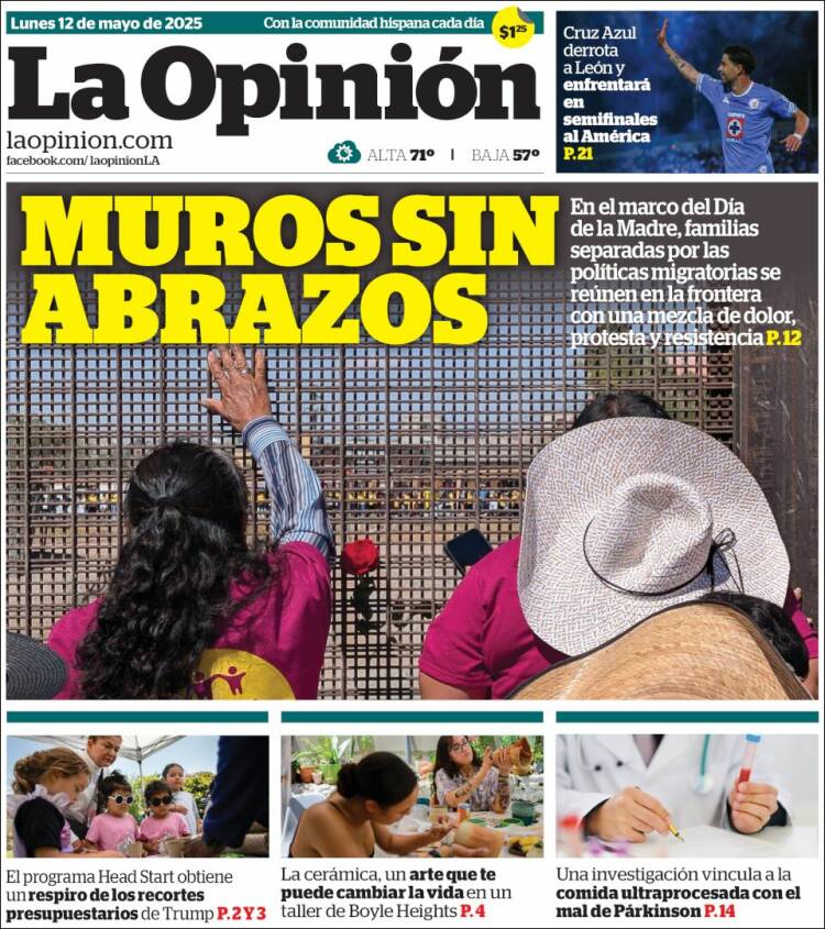 Portada de La Opinión (USA)