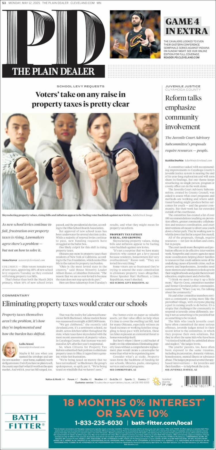 Portada de The Plain Dealer (USA)