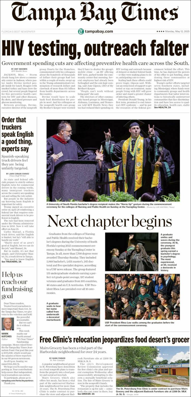 Portada de Tampa Bay Times (USA)
