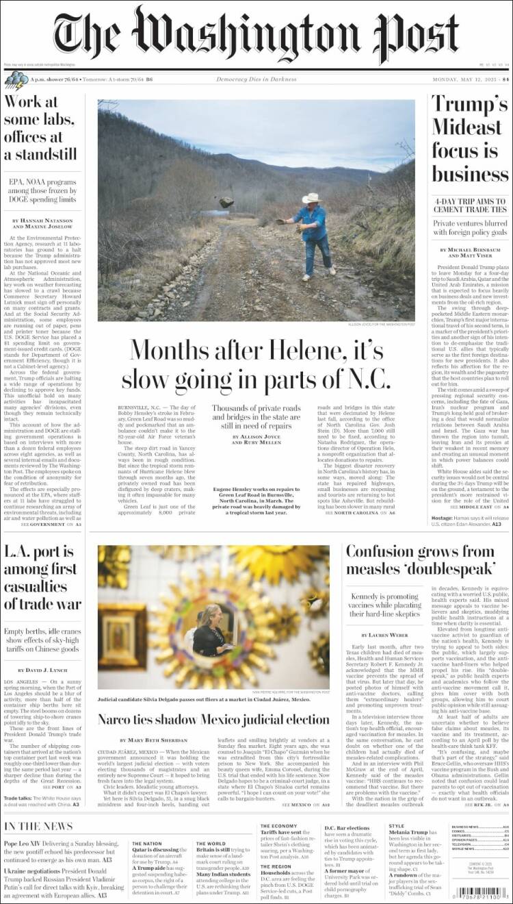 Portada de The Washington Post (USA)