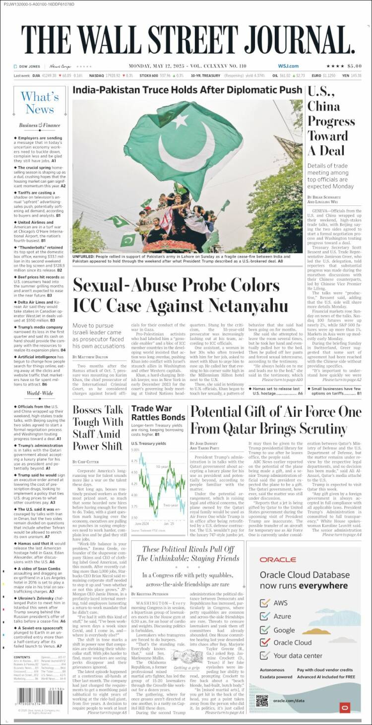 Portada de Wall Street Journal (USA)