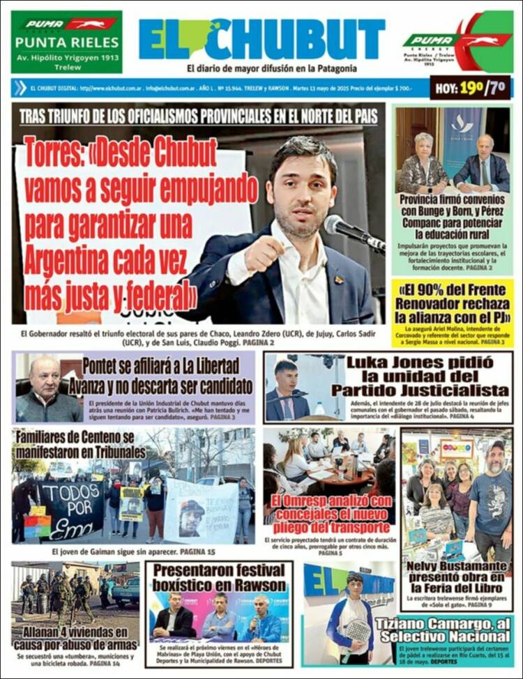 Portada de El Chubut (Argentina)
