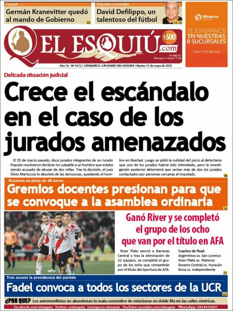Portada de El Esquiu (Argentina)