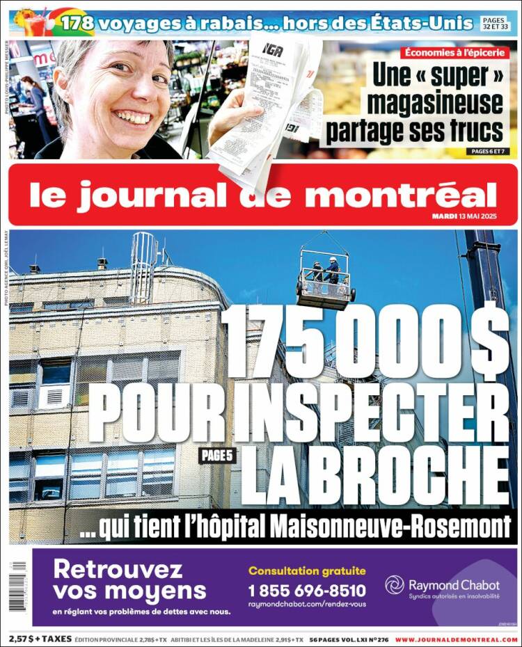 Portada de Le Journal de Montréal (Canadá)