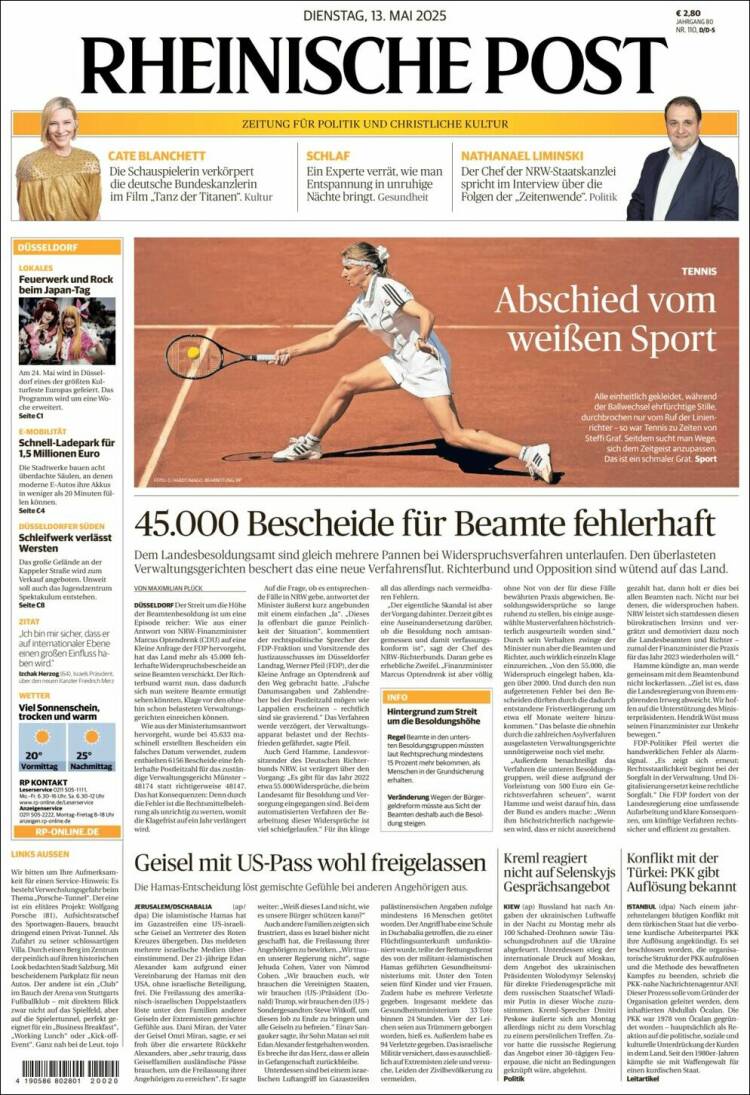 Portada de Rheinische Post (Alemania)