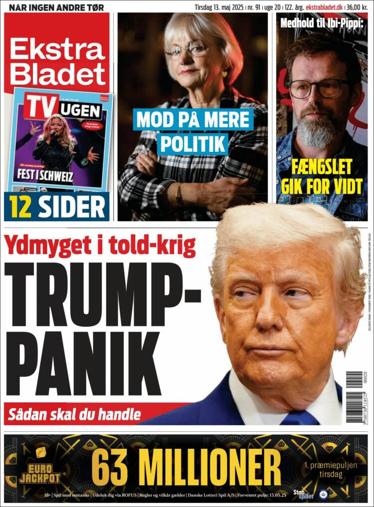 Portada de Ekstra Bladet (Dinamarca)