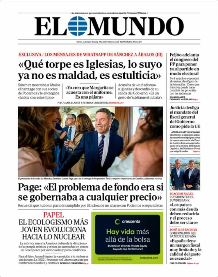 Portada de El Mundo (España)