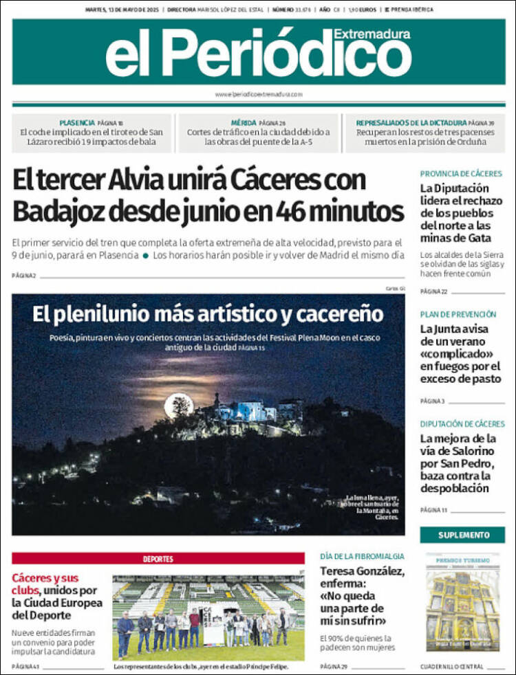 Portada de El Periódico de Extremadura (España)