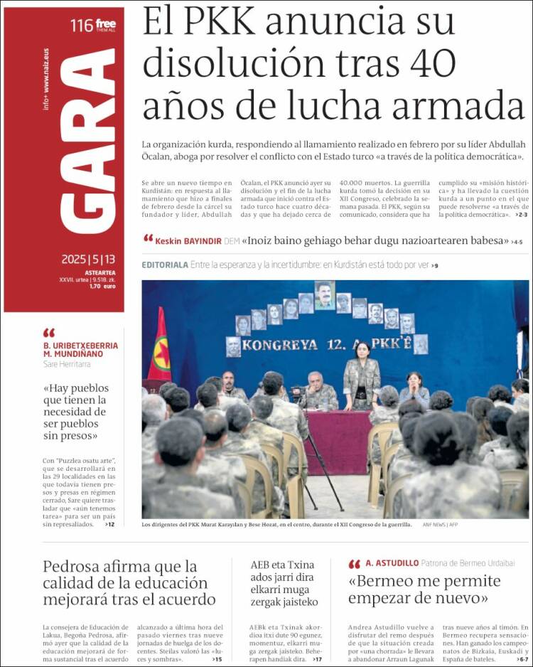 Portada de Gara (España)