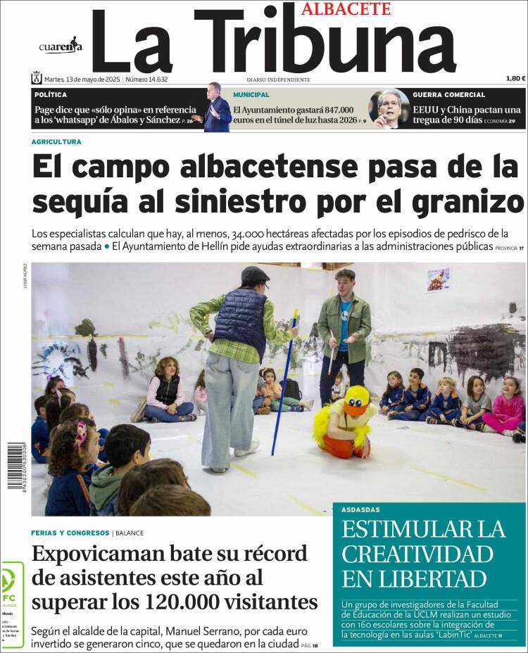 Portada de La Tribuna de Albacete (Espagne)