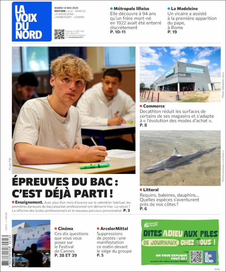 Portada de La Voix du Nord (Francia)