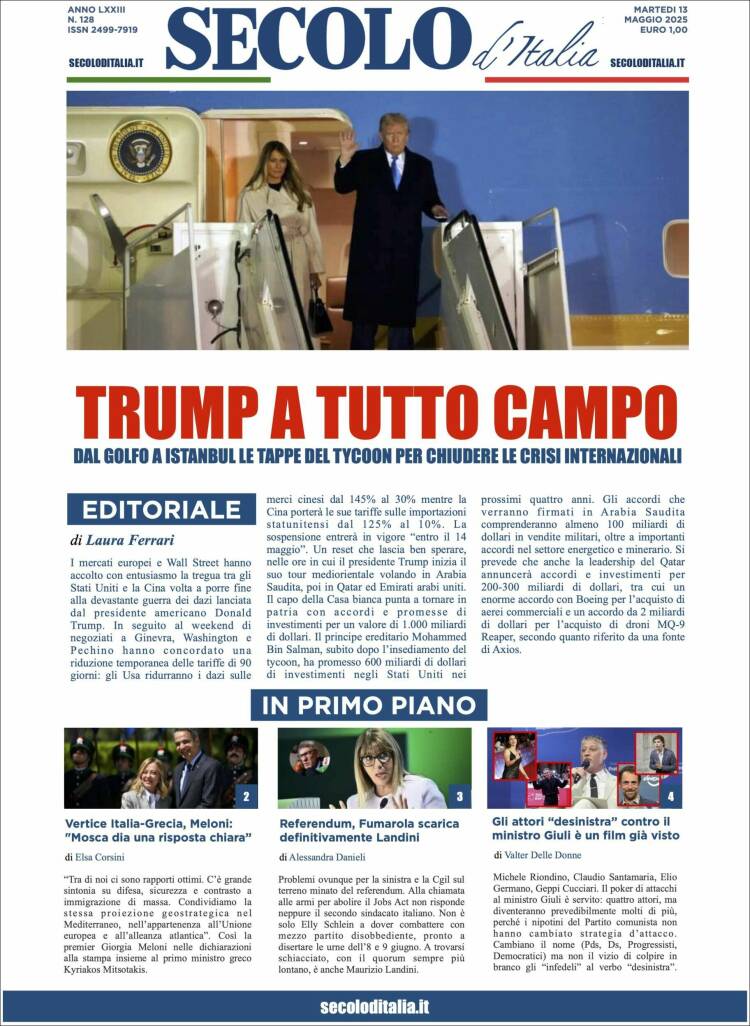 Portada de Secolo d'Italia (Italia)