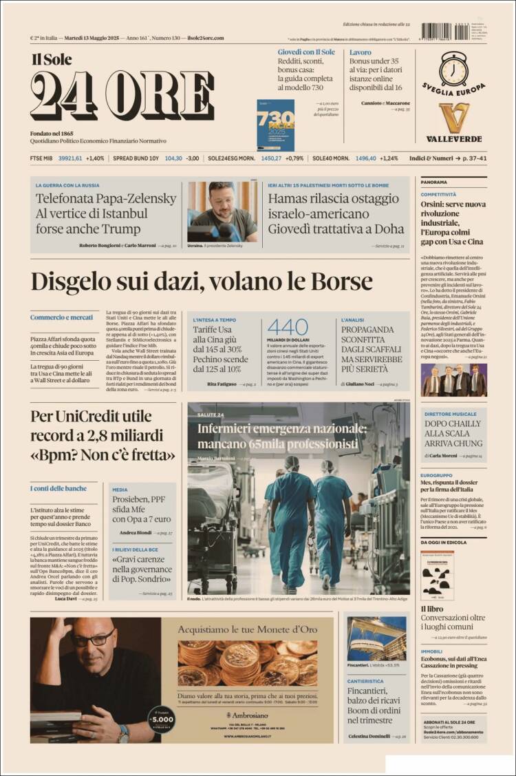 Portada de Il Sole 24 ORE (Italia)