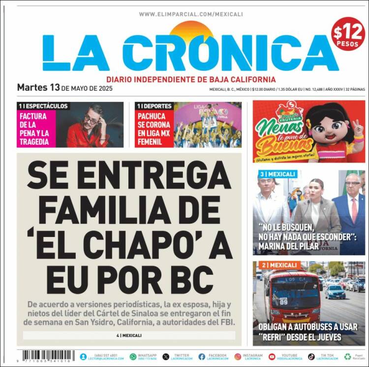 Portada de La Crónica de Baja California (México)