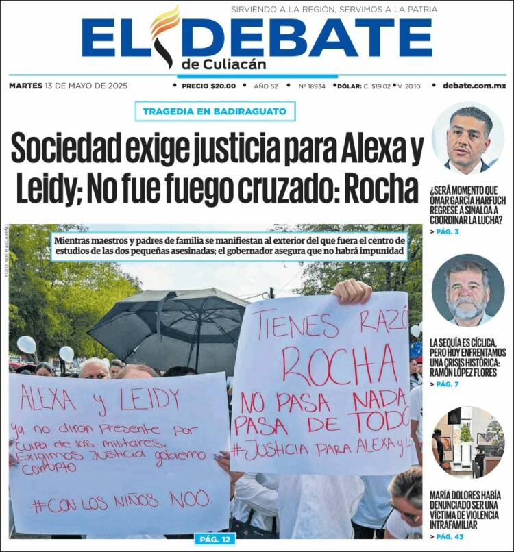 Portada de El Debate de Culiacán (México)