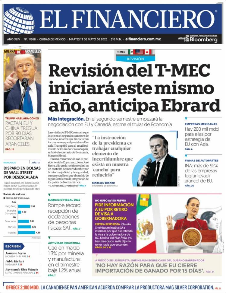 Portada de El Financiero (México)