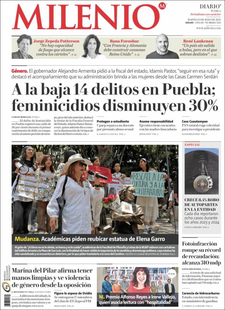 Portada de Milenio de Puebla (México)