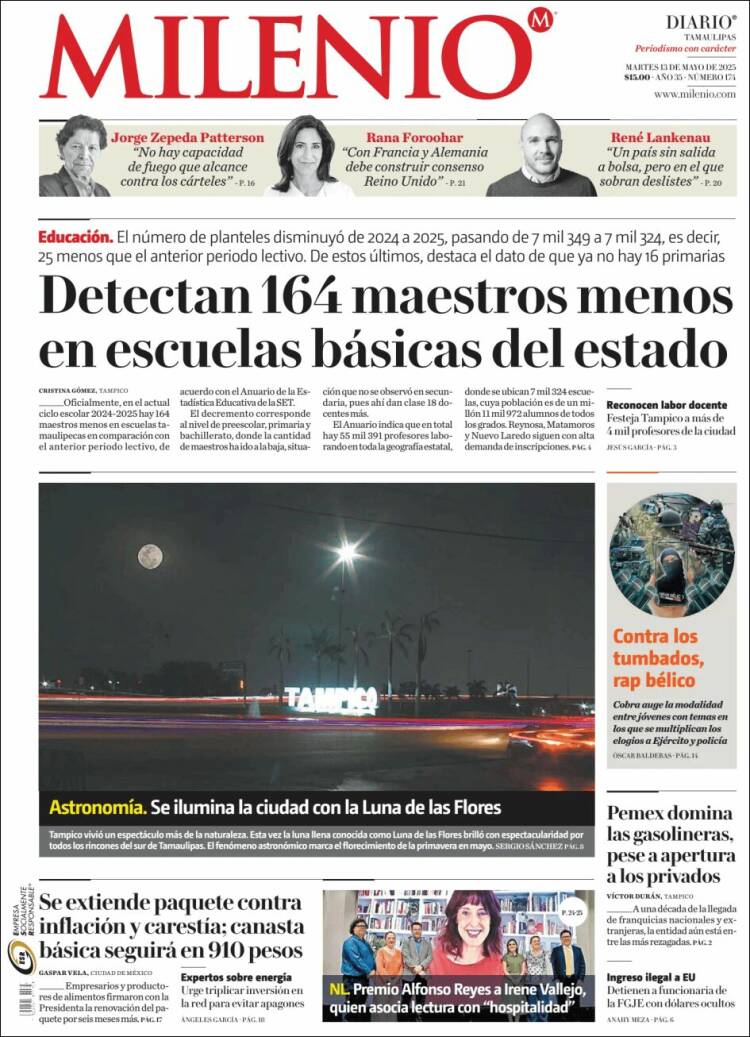 Portada de Milenio - Tamaulipas (México)