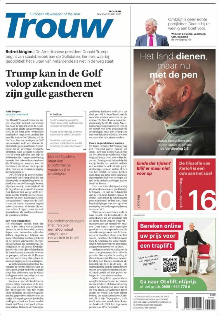 Portada de Trouw (Pa&iacute;ses Bajos)