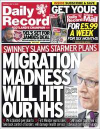 Portada de Daily Record (Reino Unido)