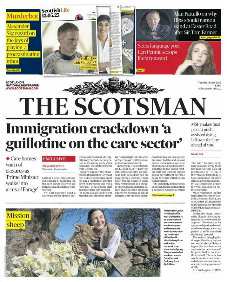Portada de The Scotsman (Reino Unido)