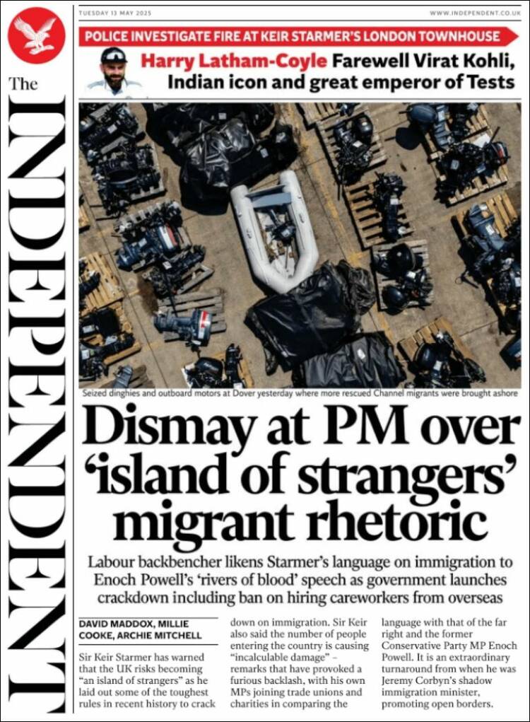 Portada de The Independent (Reino Unido)