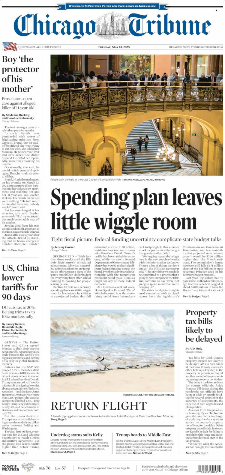 Portada de Chicago Tribune (USA)