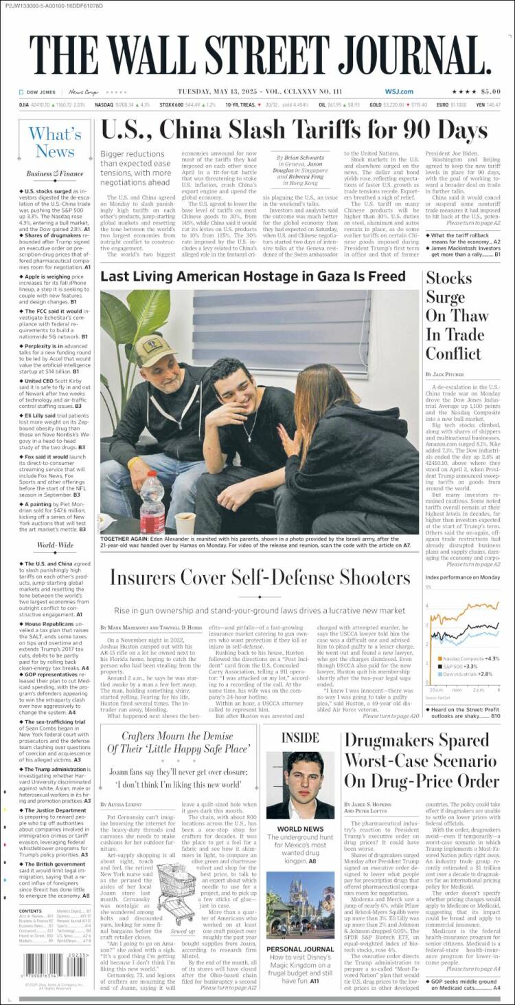 Portada de Wall Street Journal (États-Unis)