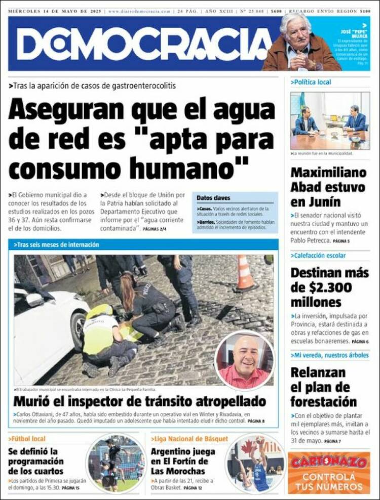 Portada de Diario Democracia (Argentina)
