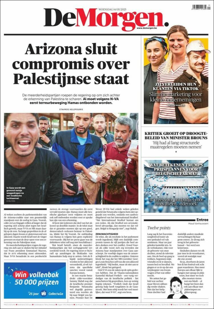 Portada de De Morgen (B&eacute;lgica)