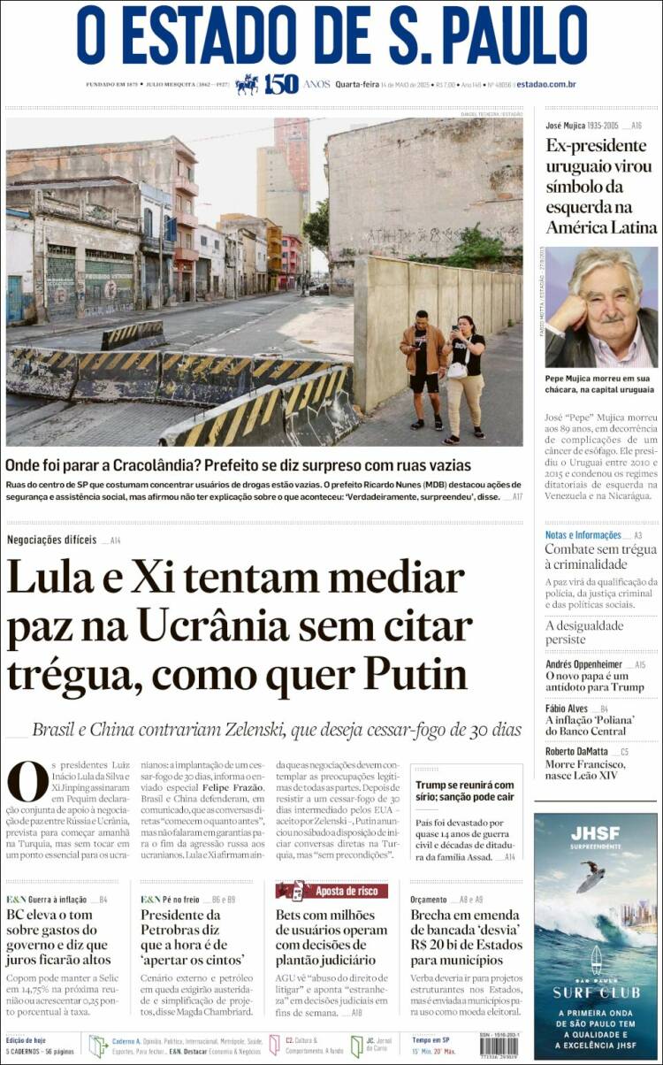 Portada de O Estado de São Paulo (Brasil)