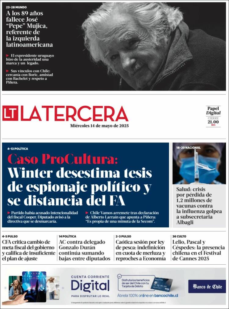 Portada de La Tercera (Chile)