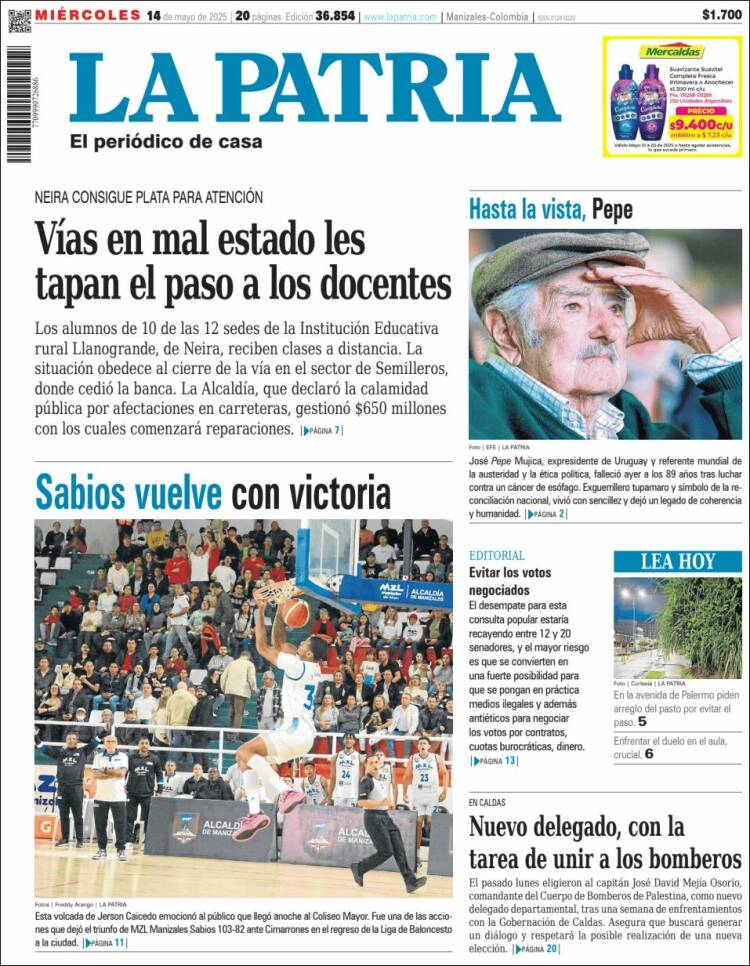 Portada de La Patria (Colombia)