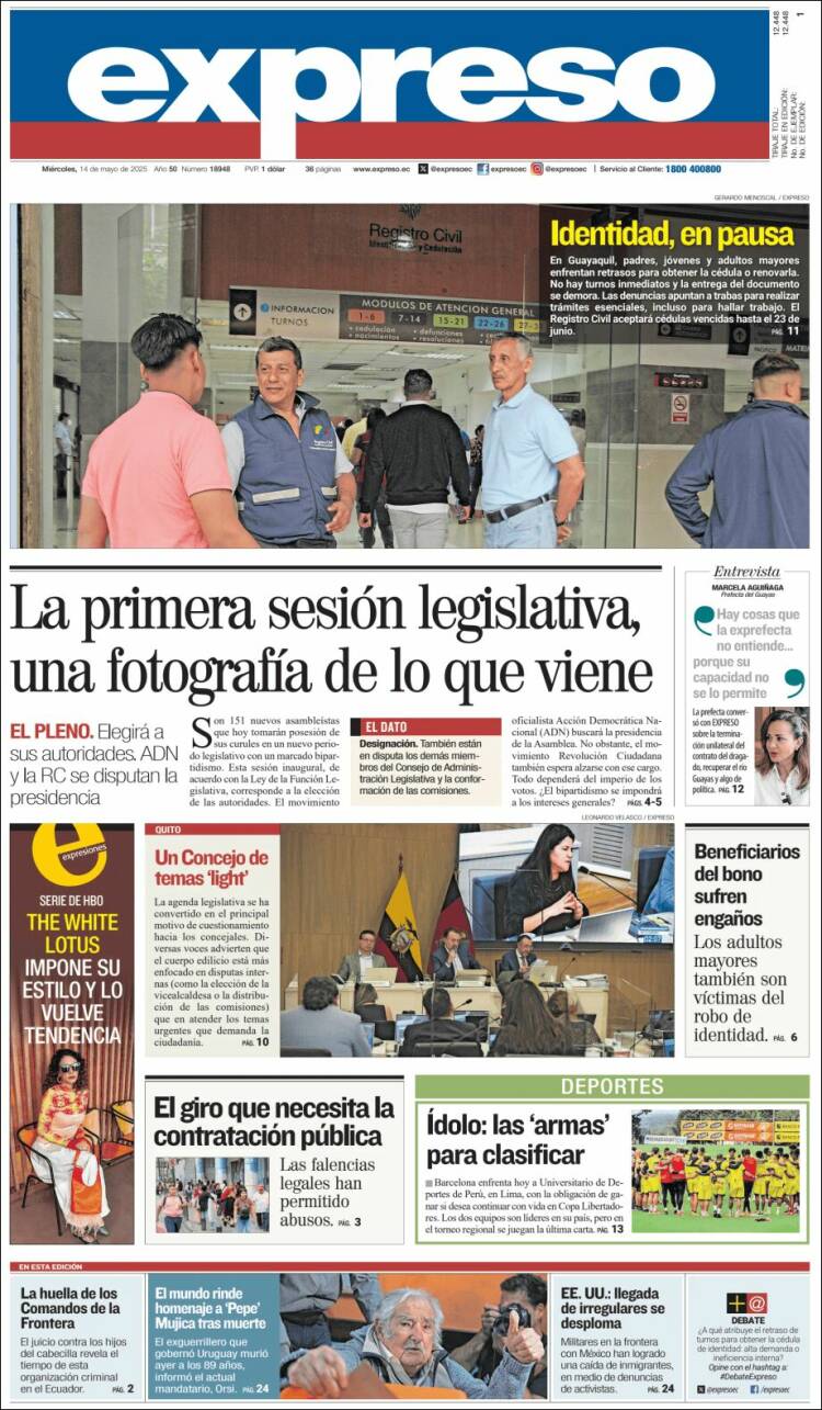 Portada de Expreso (Ecuador)