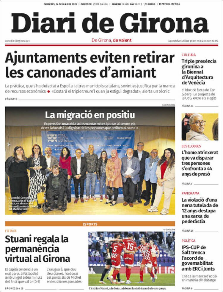 Portada de Diari de Girona (España)