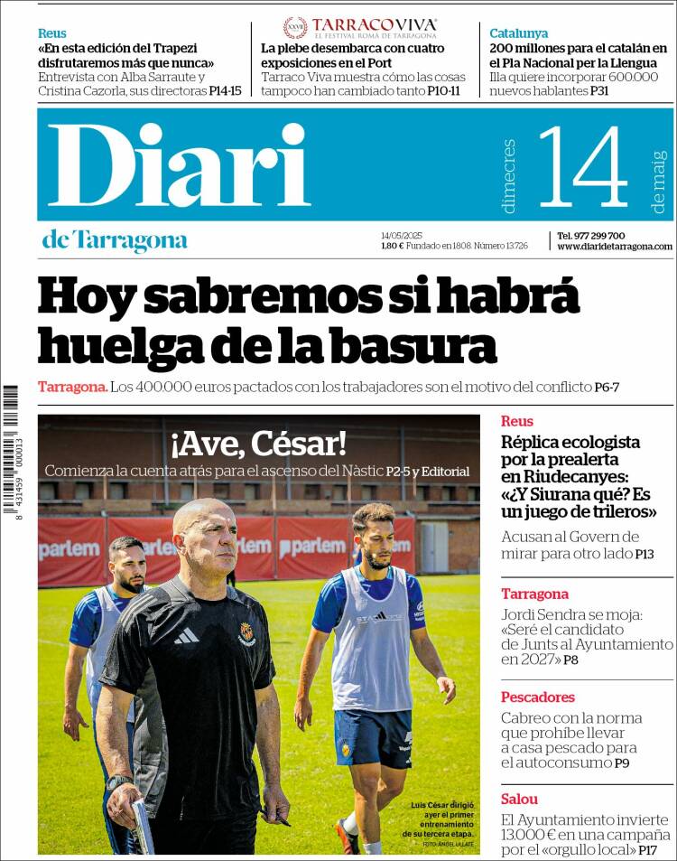 Portada de Diari de Tarragona (Spain)