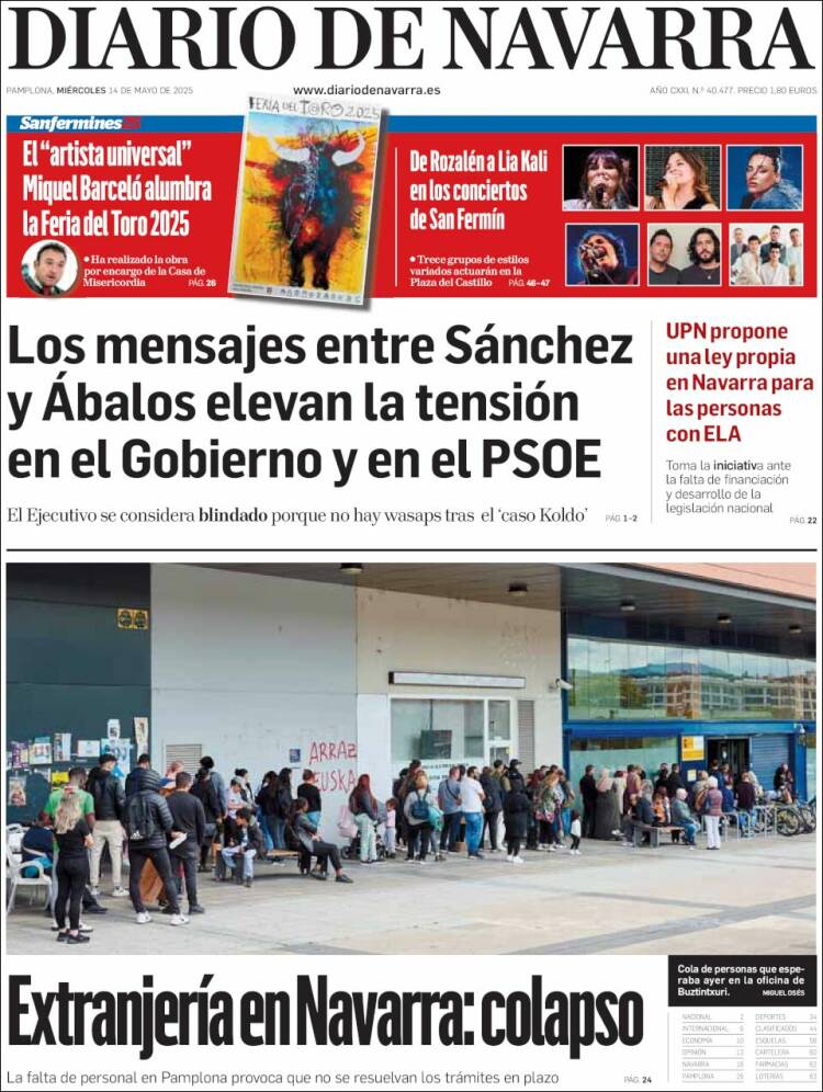 Portada de Diario de Navarra (España)