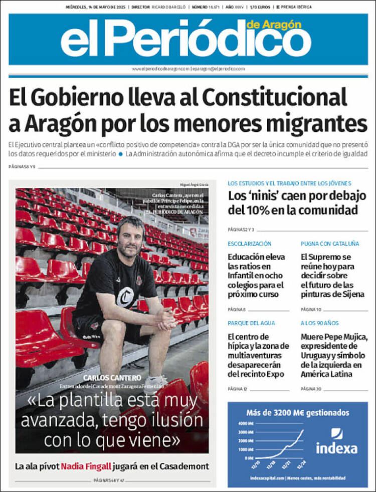 Portada de El Periódico de Aragón (España)