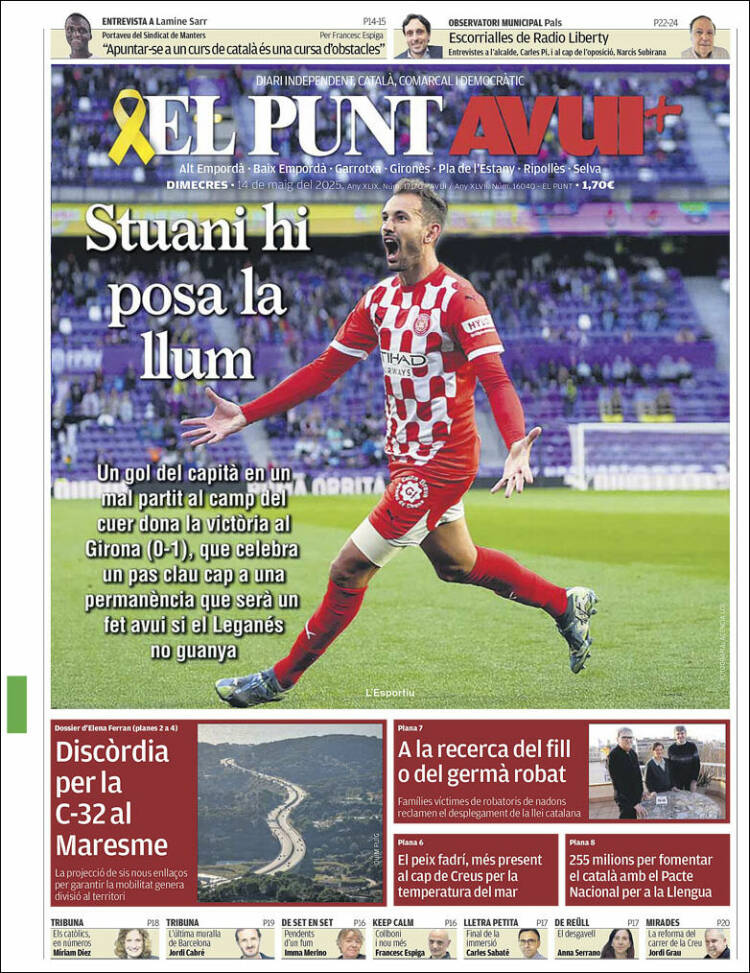 Portada de El Punt Avui - Girona (Spain)
